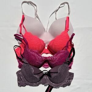 Lot Of 4 La Senza Bras 34B Small Pink Underwire Purple Diva Obsession Push Up
